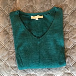 Dark Teal/Green Blue Ann Taylor LOFT VNeck Sweater